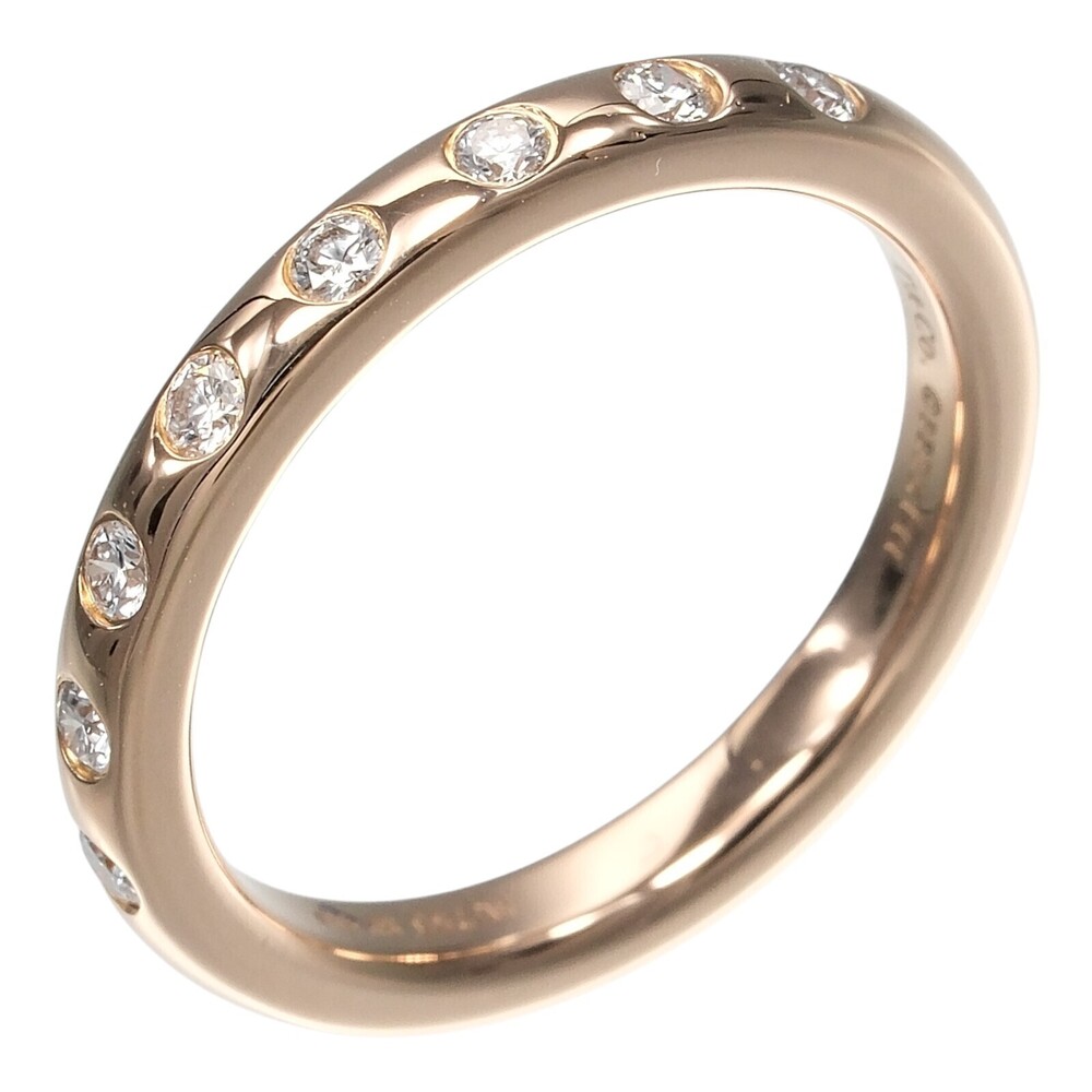 Tiffany & Co. Stacking Band Ring with 8 Diamonds 18K Pink Gold with Diamonds